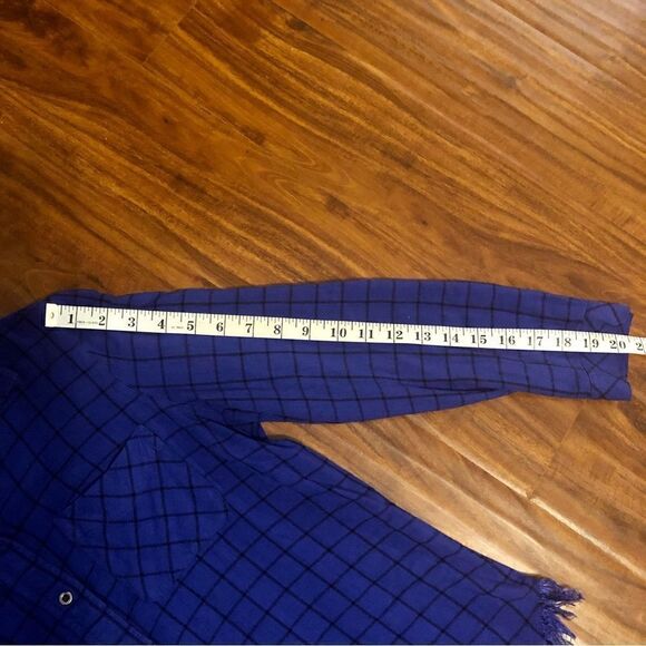 Westbound Blue and Black Plaid Long-sleeved Button-up Size PM - Picture 7 of 10